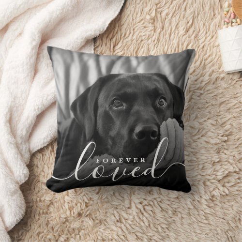 Forever Loved Photo Collage Monogram Memorial Pet  Throw Pillow