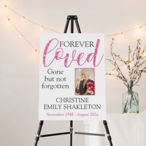 Forever Loved Photo Memorial Remembrance Pink Foam Board