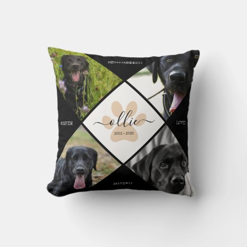 Forever Loved Remembered MIssed Photo Collage Pet  Throw Pillow