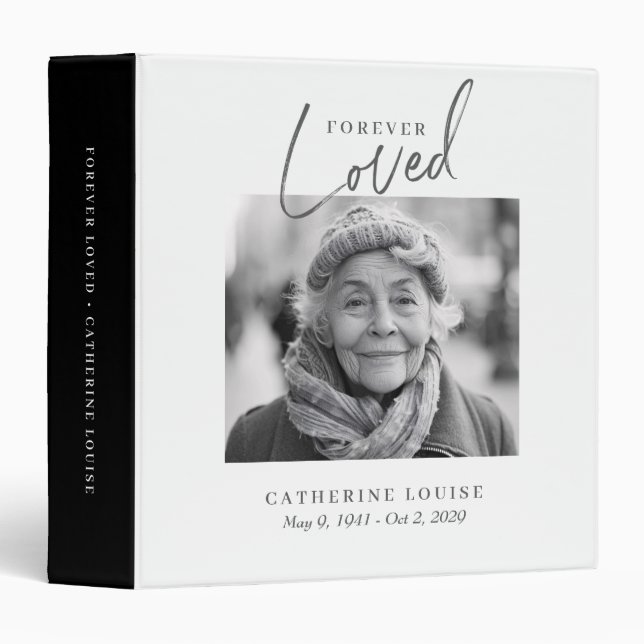 Forever Loved Script Celebration of Life Funeral 3 Ring Binder (Front/Spine)