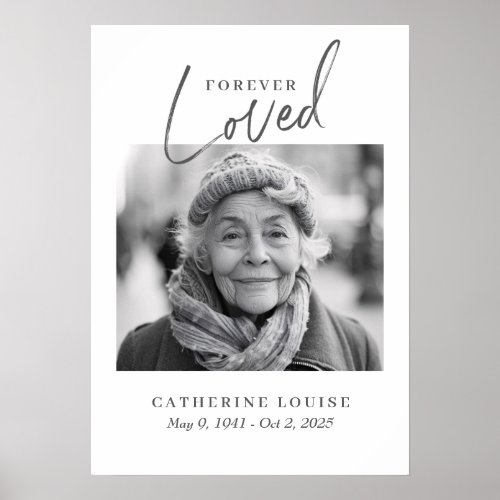 Forever Loved Script Celebration of Life Funeral Poster