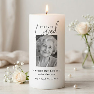 Forever Loved Script Mother Of The Bride Wedding Pillar Candle