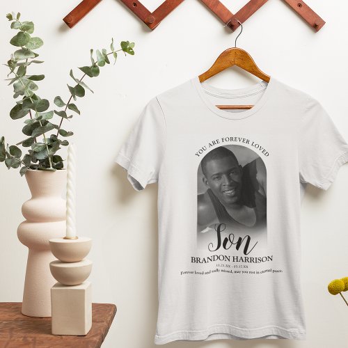 Forever Loved Son  Photo Memorial T_Shirt