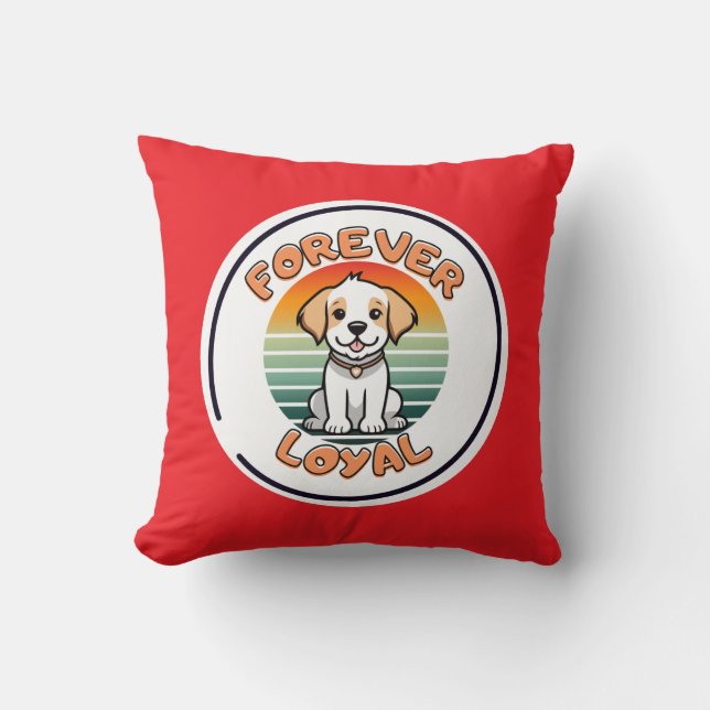 Forever Loyal Sunset Pup Throw Pillow (Front)