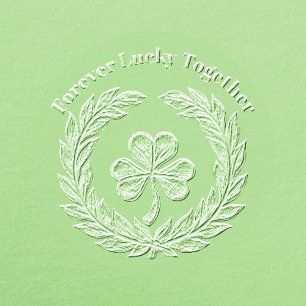 Forever Lucky Together Wreath Shamrock Anniversary Embosser