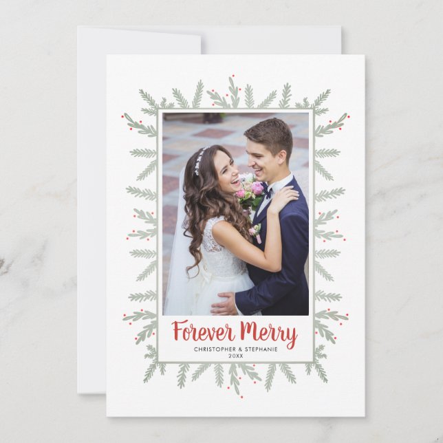 Forever Merry Newlyweds Christmas Holiday Card (Front)
