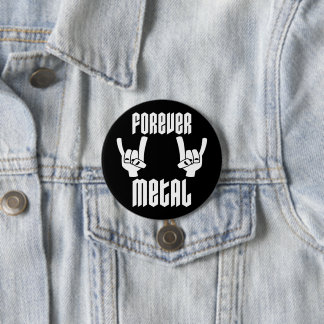 Forever Metal Heavy Metal Devil Horns Hand Gesture Button