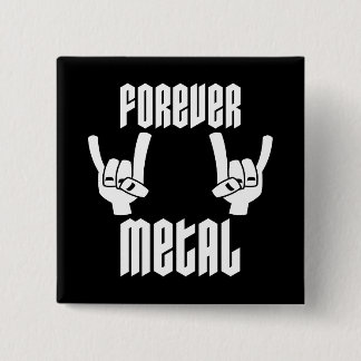 Forever Metal Heavy Metal Devil Horns Hand Gesture Button