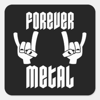 Forever Metal Heavy Metal Devil Horns Hand Gesture Square Sticker