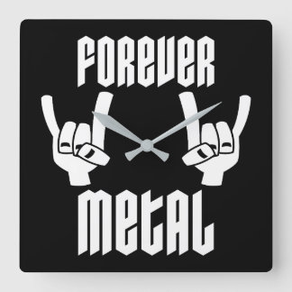 Forever Metal Heavy Metal Devil Horns Hand Gesture Square Wall Clock