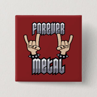 Forever Metal Heavy Metal Devil Horns Hand Signs Button