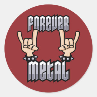 Forever Metal Heavy Metal Devil Horns Hand Signs Classic Round Sticker