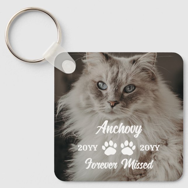 Forever Missed Cat Paws Name & Photo Keychain (Front)