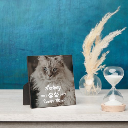 Forever Missed Cat Paws Name  Photo Plaque