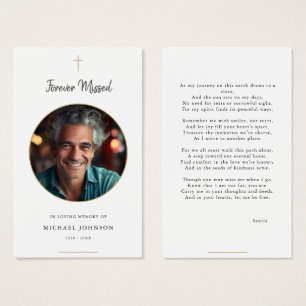 Forever Missed Gold Catholic Funeral Prayer Card