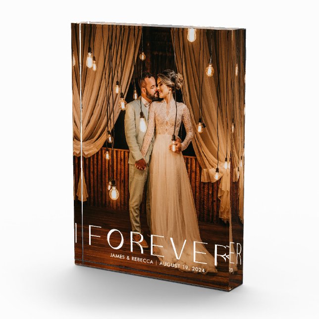 Forever Modern Romantic Wedding Keepsake Photo Block (Right)