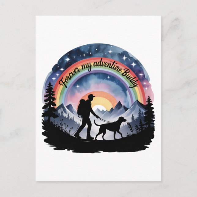 Forever My Adventure Buddy Dog Memorial Holiday Postcard (Front)