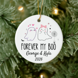 Forever My Boo Ghost Couple Wedding Halloween Gift Ceramic Ornament