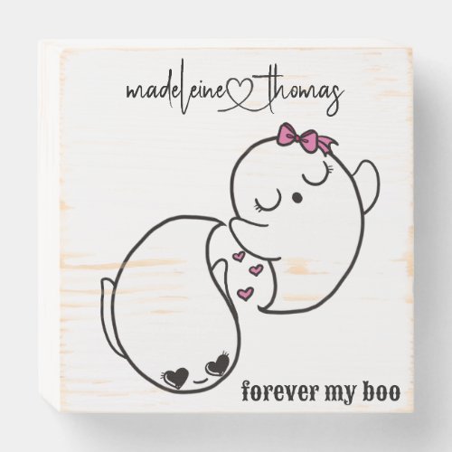 Forever My Boo Personalized Halloween Couple Gift Wooden Box Sign