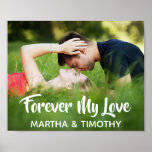 Forever My Love Casual Script Personalized Photo Poster<br><div class="desc">Celebrate your love with a trendy typography photo poster. Modern and stylish, this custom design features an editable text field containing "Forever My Love" in casual script lettering, an editable text field for the couple's names in elegant sans serif, and a template for a full bleed photo. Easily personalize this...</div>