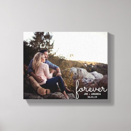 Forever Names Engagement Wedding Date Canvas Print