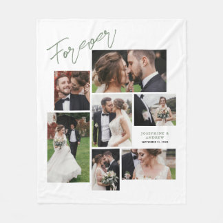Forever Newlywed Wedding Photo Collage Fleece Blanket