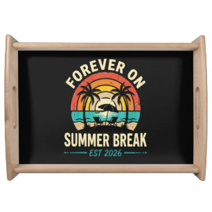 Forever On Summer Break Vintage Sunset Serving Tray