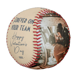 Forever on your team Happy Valentine's 2 Photo Baseball