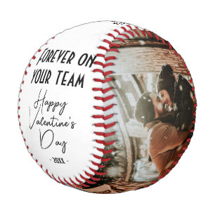 Forever on your team Happy Valentine's 2 Photo Baseball