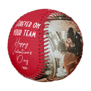 Forever on your team Happy Valentine's 2 Photo Baseball