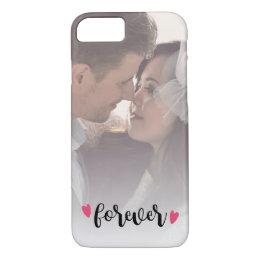 Forever Overlay Script Pink Hearts Custom Photo iPhone 8/7 Case