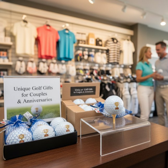 'Forever Par-tners' Gold Trophy Golf Wedding Favor Balls (Creator Uploaded)