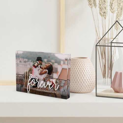 Forever  Personalized Wedding or Anniversary Photo Block