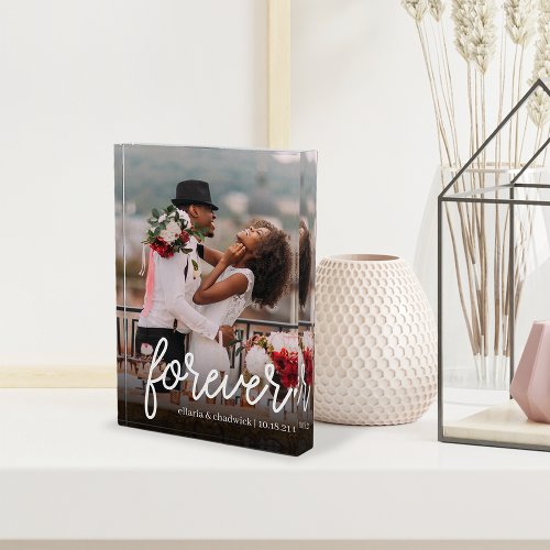 Forever  Personalized Wedding or Anniversary Photo Block