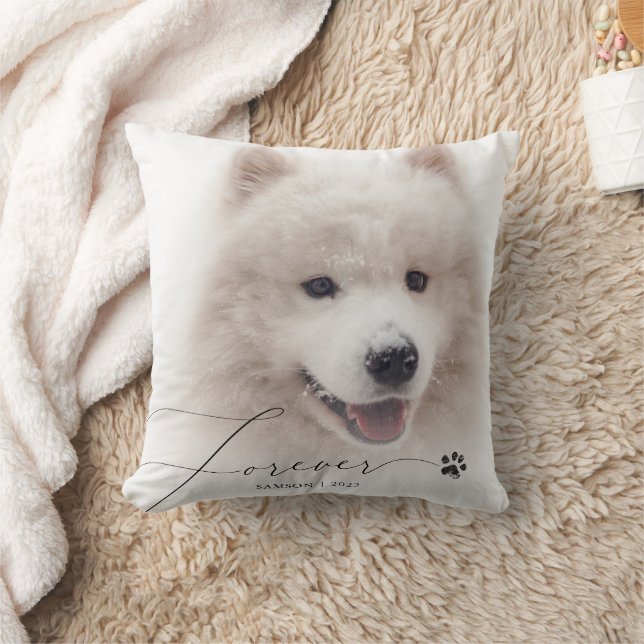 Forever | Pet Memorial Custom Two Photo Throw Pillow (Blanket)