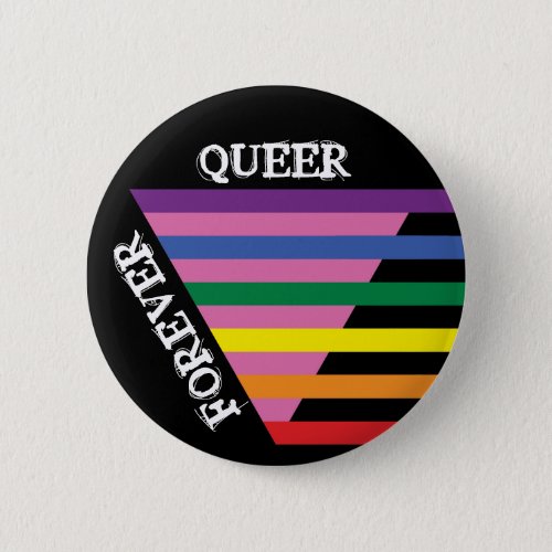 Forever Queer rainbow flag  pink triangle Button