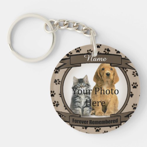 Forever Remembered _ Brown Paw Prints Pet Loss Keychain