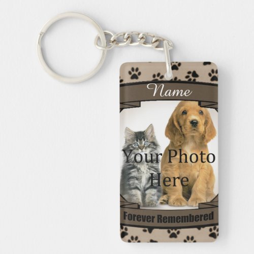 Forever Remembered _ Brown Paw Prints Pet Loss Keychain