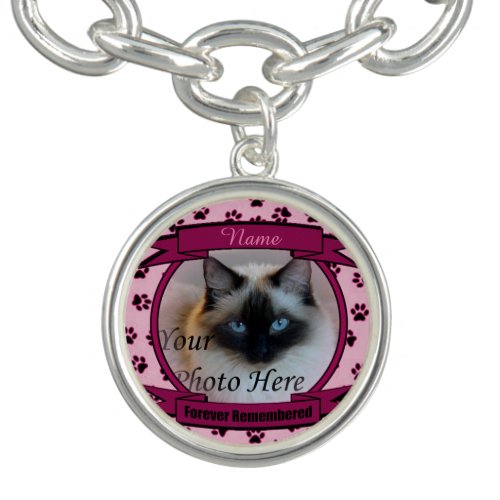 Forever Remembered Pet Memorial _ Pink Charm Bracelet