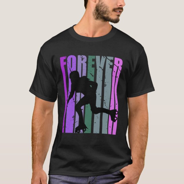 Forever Retro Roller Skating Pretty Roller Girls C T-Shirt (Front)