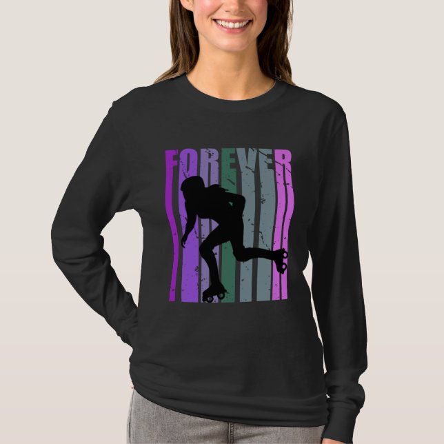 Forever Retro Roller Skating Pretty Roller Girls C T-Shirt (Front)