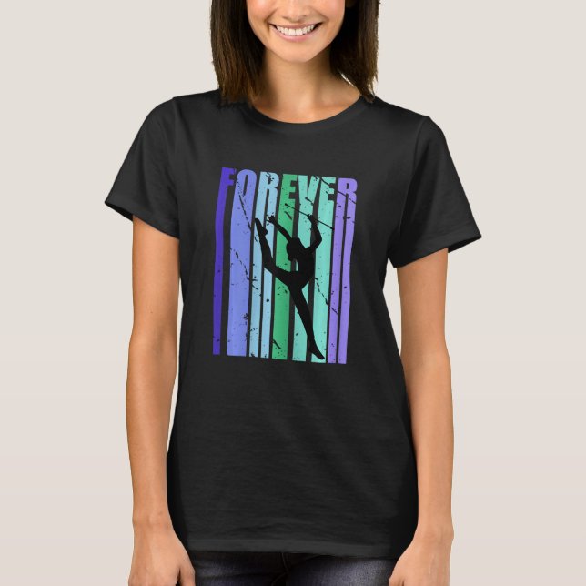 Forever Rhythmic Gymnastics Text Distressed Word T-Shirt (Front)