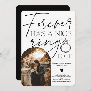 Forever ring photo arch black white engagement announcement