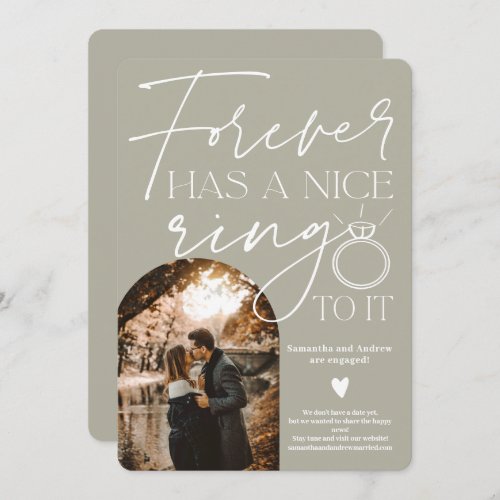 Forever ring photo arch green gray engagement announcement