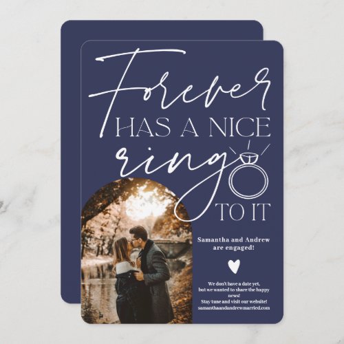Forever ring photo arch navy blue engagement announcement