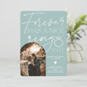 Forever ring photo arch teal white engagement announcement (Standing Front)