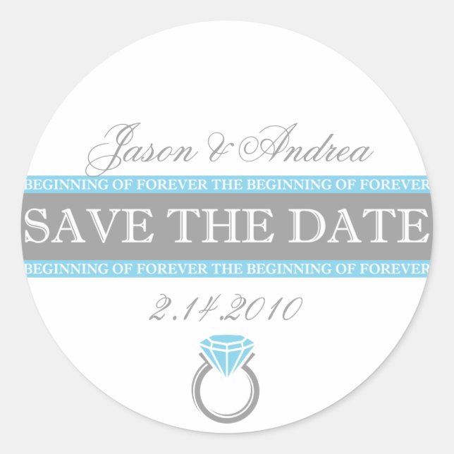 Forever Ring Save The Date Classic Round Sticker (Front)