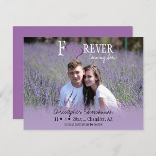 FOREVER Save The Date Purple Linked Hearts Announcement