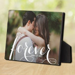 FOREVER Script Easel Back Photo Frameless Plaque<br><div class="desc">This charming tabletop photo plaque has a built-in easel for frameless display of your favorite photo. Features the word FOREVER in a beautiful white script,  your names and wedding date. Create a keepsake of your favorite photo or give as gifts.</div>