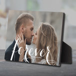 FOREVER Script Easel Back Photo Frameless Plaque<br><div class="desc">This charming tabletop photo plaque has a built-in easel for frameless display of your favorite photo. Features the word FOREVER in a beautiful white script,  your names and wedding date. Create a keepsake of your favorite photo or give as gifts.</div>